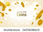 Realistic Gold coins explosion. For your online casino design. Flying gold coins vector illustration. Jackpot or success concept. Illustration of 3d golden coins with dollar sign.