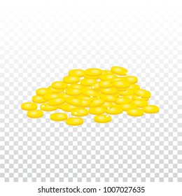 Realistic Gold coins hipp. Isolated on transparent background.