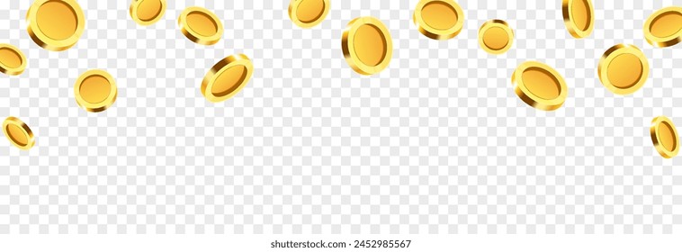 Realistic gold coins png. Explosion of gold coins png. Gold coins fall from the sky. Victory, easy money.