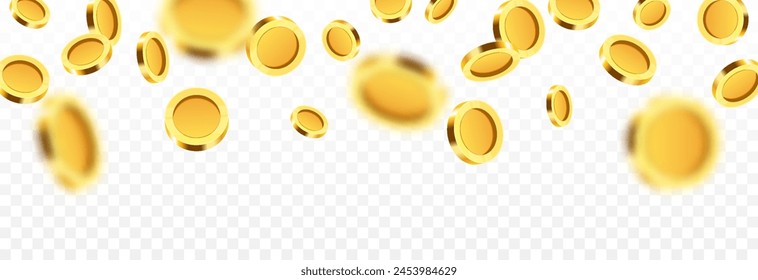 Realistic gold coins png. Explosion of gold coins png. Gold coins fall from the sky. Victory, easy money.