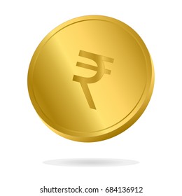 Realistic Gold Indian Rupee Coin Vector Stock Vector (Royalty Free ...