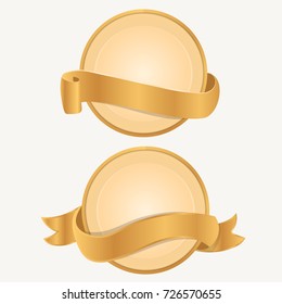 Realistic gold label templates. Food or sweets design. Label for premium store or product