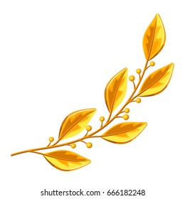 Realistic gold laurel branch. Decorative element for design.