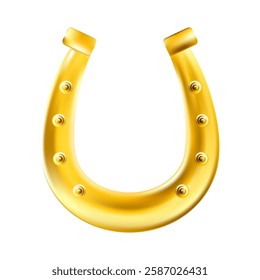 Realistic Gold Lucky Horseshoe vector icon. St. Patrick traditional design element.