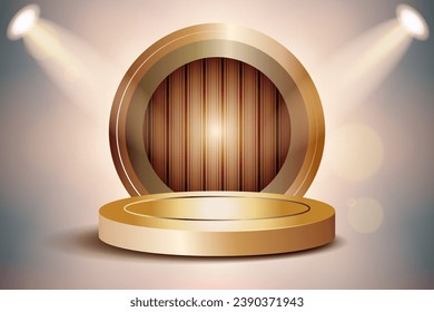 Realistic gold luxury 3D podium