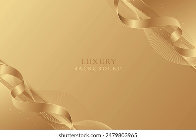 Fondo abstracto de lujo de oro realista. Elegante degradado de lujo de fondo de cinta de oro