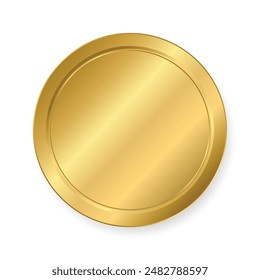 Realistic Gold medal with laurel wreath, circle golden coin award vector illustration. 3d golden winner badge, medallion for champion, shiny trophy prize design of circle shape collection Vector EPS10