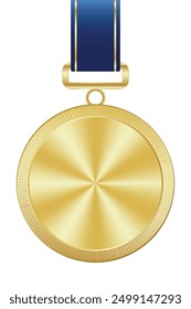 Realistic gold medal mockup. Gold medal with ribbon. Design winner golden medal prize. Winner award medal. Vector illustration