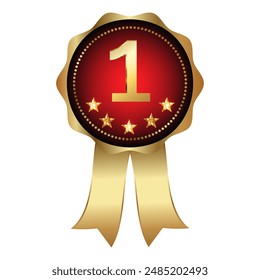Realistic gold medal. The winner's reward. Vector illustration.
