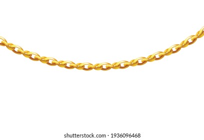 Realistic gold metal chain arc isolated on white background