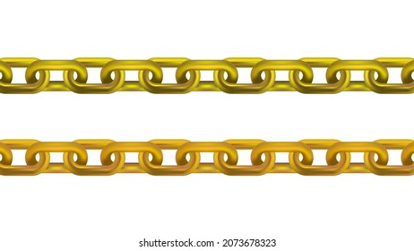 Realistic gold metal chain isolated