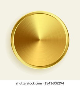 Realistic Gold Metallic Button Brushed Surface Stock Vector (Royalty ...