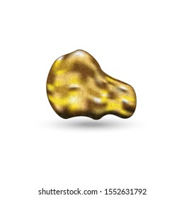 Realistic gold nugget isolated 3d vector illustration object on a white background, native material mineral