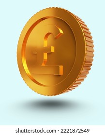 realistic gold pound coin icon 3d render design