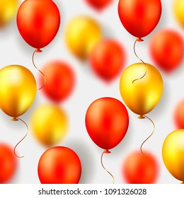 Realistic gold and red balloon background. Vector illustration. Birthday party, celebration, presentation, sale, anniversary design.