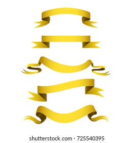 Realistic gold ribbons tape flag banner elegance graphic stitch band banner flag bow vector illustration.