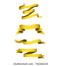 Realistic gold ribbons tape flag banner elegance graphic stitch band banner flag bow vector illustration.
