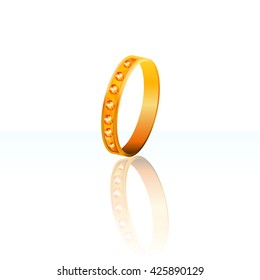 realistic gold ring with diamonds