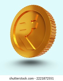 realistic gold rupee coin icon 3d render design