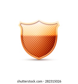 Realistic Gold shield icon isolated on white background. Vector Illustration