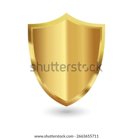 Realistic gold shield vector with vintage shiny royal award design