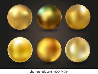 Realistic gold sphere.Vector golden ball..