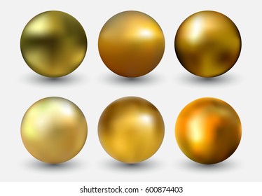 Realistic Gold Sphere.Vector Golden Ball.