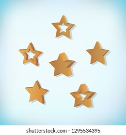 Realistic gold star set. Award icon collection. Vector illustration.