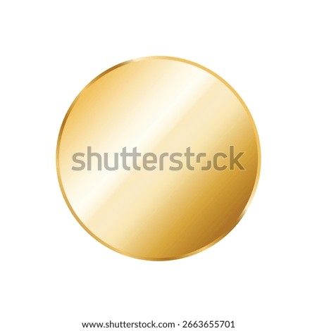 Realistic gold sticker with shadow isolated on white background