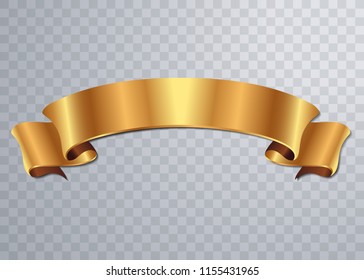 Realistic Gold Vector Ribbon , Banner, With Stitch Detailing For Your Design Project