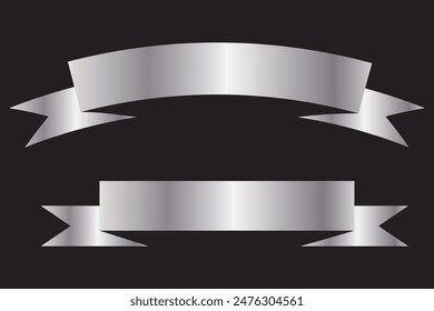 Realistic Gold Vector Ribbons Set , banner, with stitch detailing for your design project