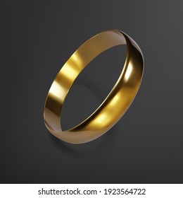 Realistic gold wedding ring. 3D render of golden ring. Vector illustration