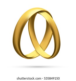 Realistic Gold Wedding Rings Isolated on Background. EPS10 Vector