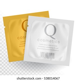 Realistic Gold and White color Blank template Packaging Foil for cosmetics. vector illustration.