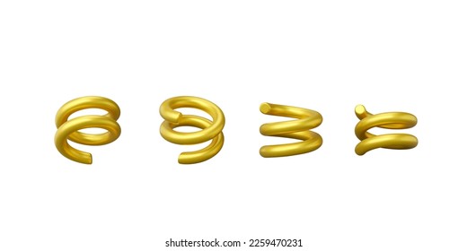 Realistic golden 3D spiral confetti. vector illustration isolated on white background
