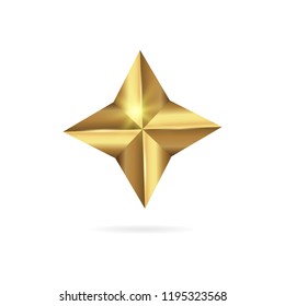 Realistic golden 3D star icon isolated on white background. Vector illustration EPS 10 file