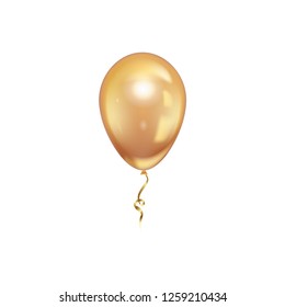 Realistic golden balloon isolated on white background. Vector illustration.