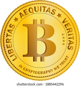 realistic golden bitcoin vector graphics