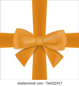 Realistic golden bow and ribbon isolated on white background. Vector illustration