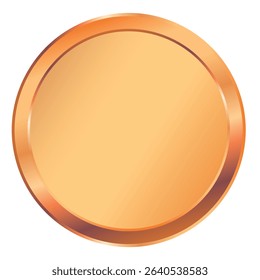 Realistic golden or bronze blank award medal. First, second and third place medal or button isolated on white background. Quality blank, empty badge, emblem. Vector illustration