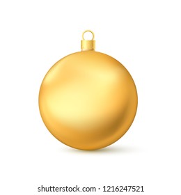 Realistic Golden Christmas Ball. New Year's Toy. Vector illustration isolated on white Realistic Golden Christmas Ball. New Year's Toy. Vector illustration isolated on white