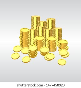 Realistic Golden coins. 3d vector icon set.