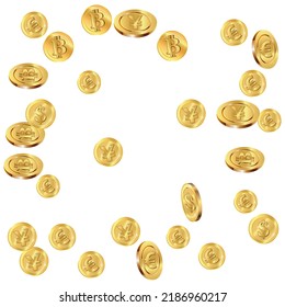 Realistic golden coins explosion isolated. Money rain. Vector illustration.