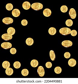 Realistic golden coins explosion isolated. Money rain. Vector illustration.
