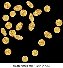 Realistic golden coins explosion isolated. Money rain. Vector illustration.