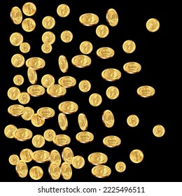 Realistic golden coins explosion isolated. Money rain. Vector illustration.