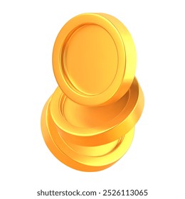 Pila de monedas de oro realistas. Moneda en blanco dinero apilado aislado sobre fondo blanco. Moneda de oro en efectivo para el pago. Símbolo de riqueza, ingresos y finanzas. Vector 3d ilustración.