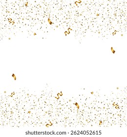 Realistic golden confetti with shimmer and stars. party and celebration theme.