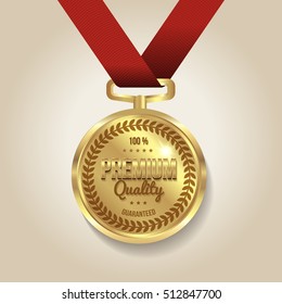 Realistic golden contorniate medal award image with circle garlands and editable engraving text premium quality vector illustration 