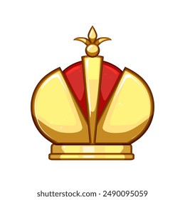 caricatura realista de la corona de oro. kingdom luxury, emblema del logotipo, tesoro de la Regalías signo realista de la corona de oro. símbolo aislado Ilustración vectorial